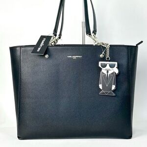 NEW Karl Lagerfeld Paris Adele Tote Carryall Bag in Black